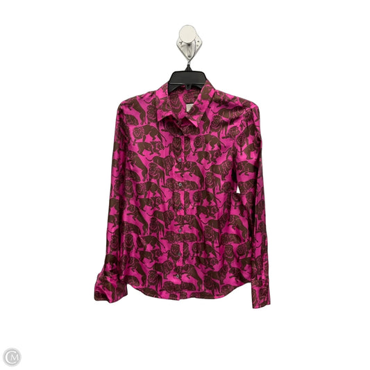 Blouse Long Sleeve By J. Crew In Brown & Purple, Size: S