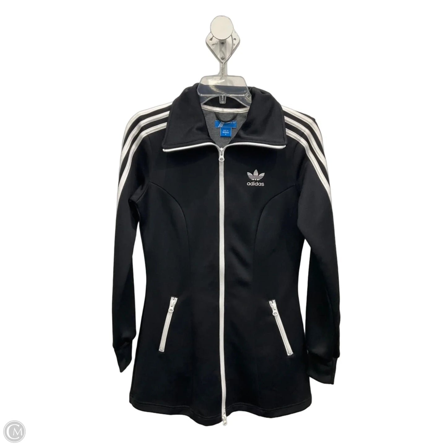 Athletic Jacket By Adidas In Black & White, Size: S