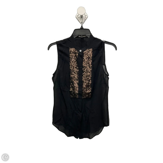Blouse Sleeveless By Karen Millen In Black & Gold, Size: S