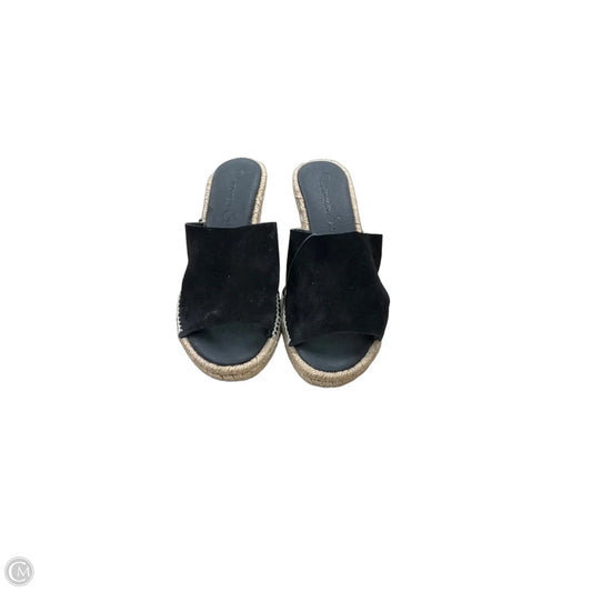 Sandals Heels Wedge By Clothes Mentor In Black, Size: 8.5