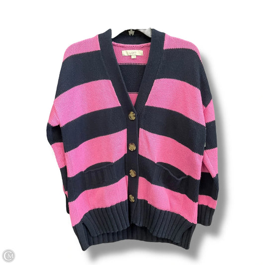 Sweater Cardigan By Loft In Blue & Pink, Size: M