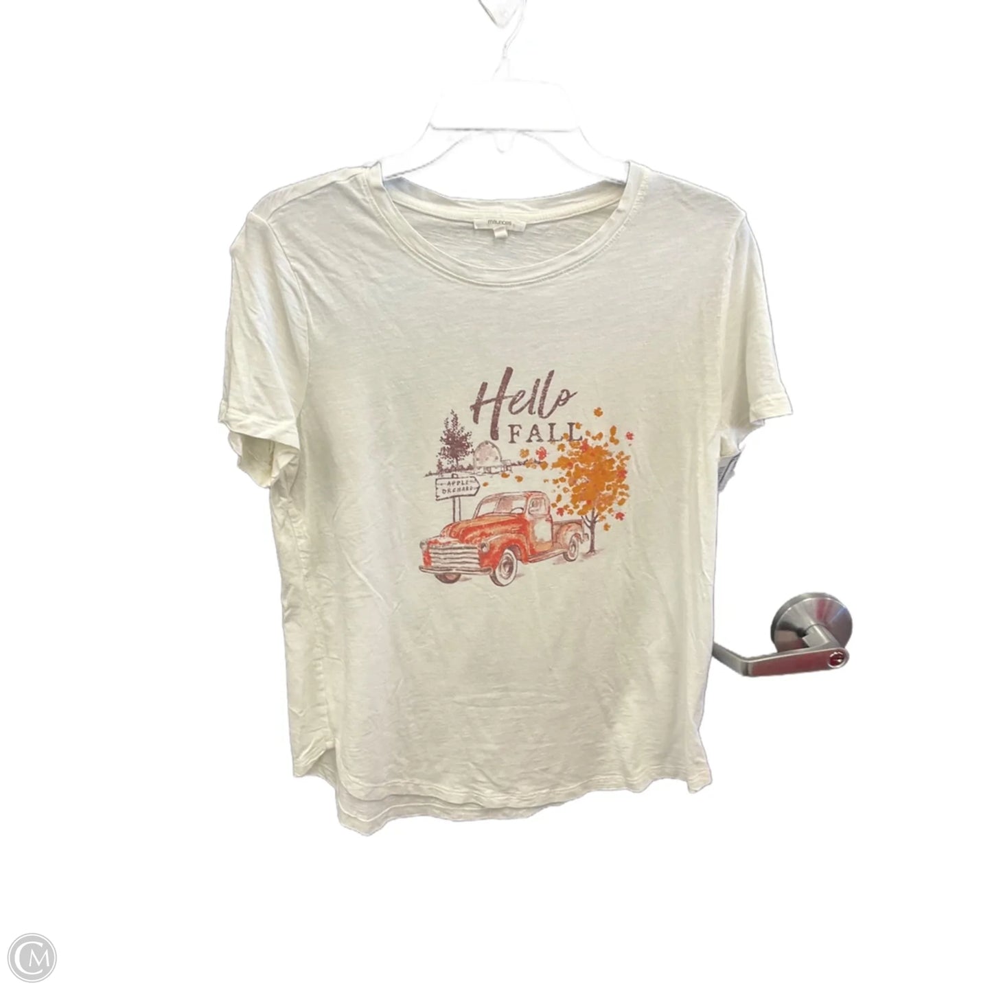 Top Short Sleeve Basic By Maurices In White, Size: L