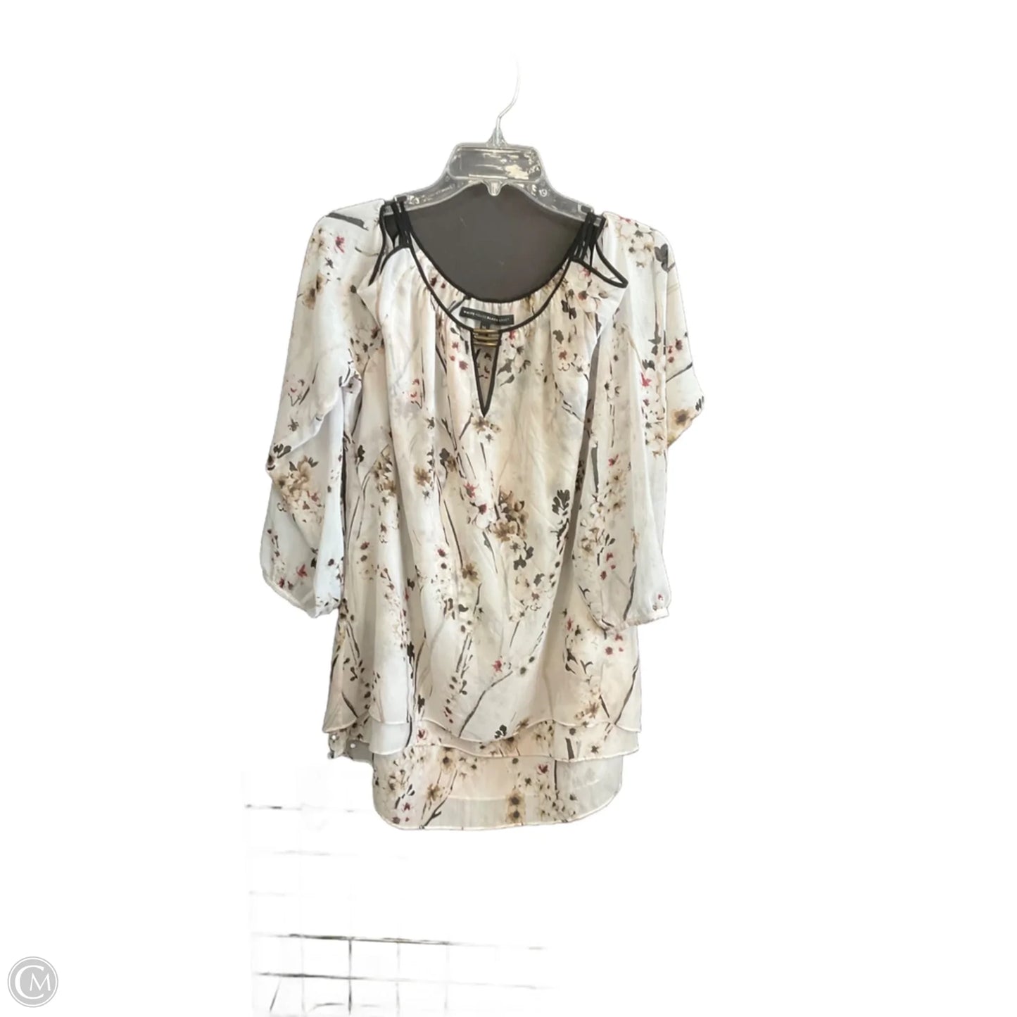 Top Long Sleeve By White House Black Market In Floral Print, Size: Xl