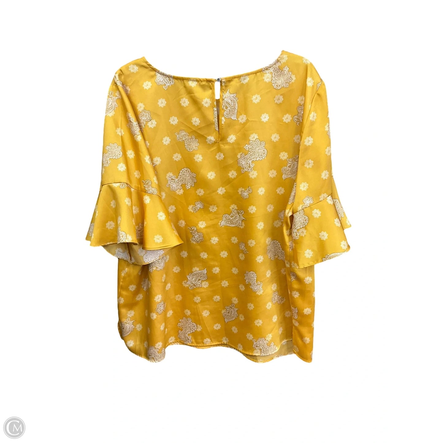 Top Short Sleeve By Vince Camuto In Yellow, Size: 2x