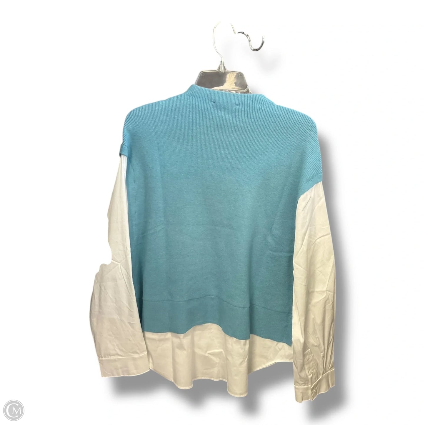 Top Long Sleeve By Ann Taylor In Blue & White, Size: Xl