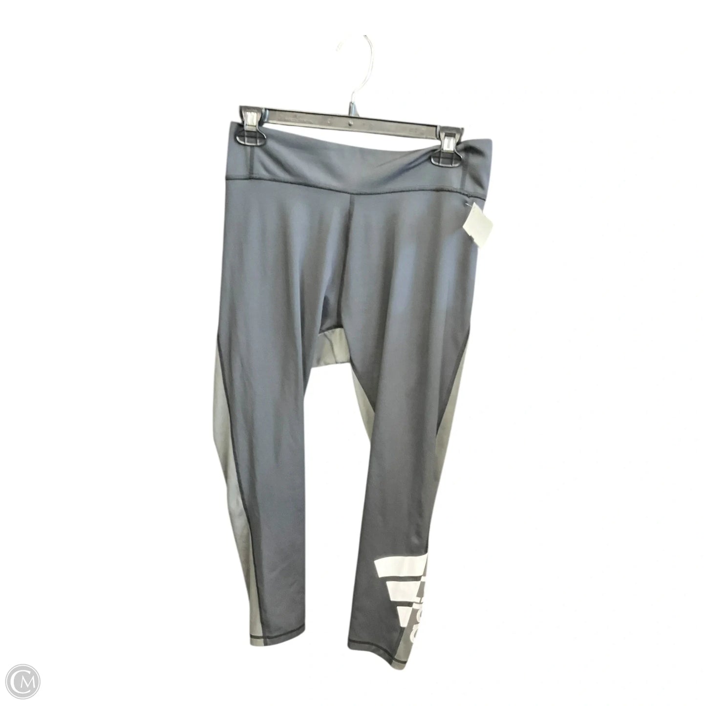 Athletic Leggings By Adidas In Grey, Size: L