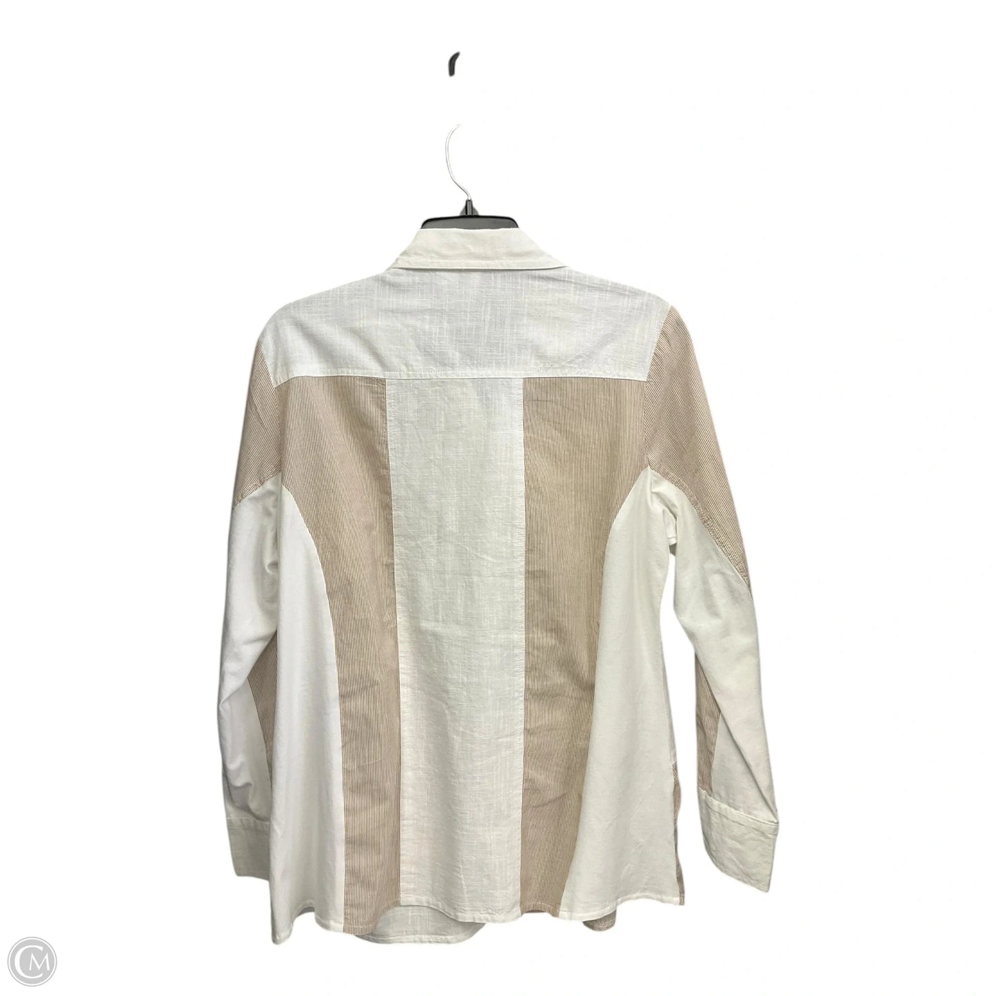 Blouse Long Sleeve By Parsley & Sage In Tan & White, Size: L