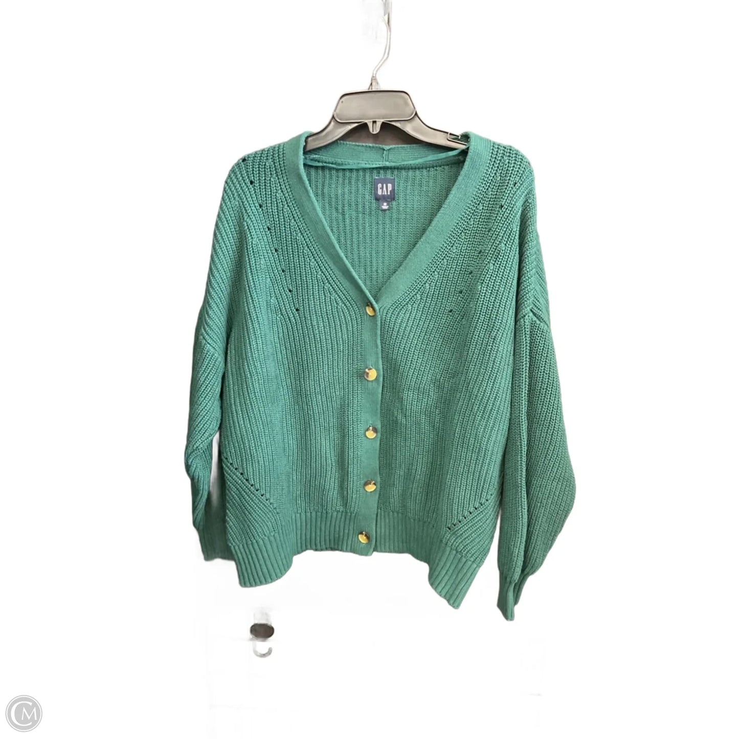 Sweater Cardigan By Gap In Green, Size: M