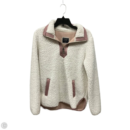 Jacket Fleece By Abercrombie And Fitch In Pink & White, Size: S