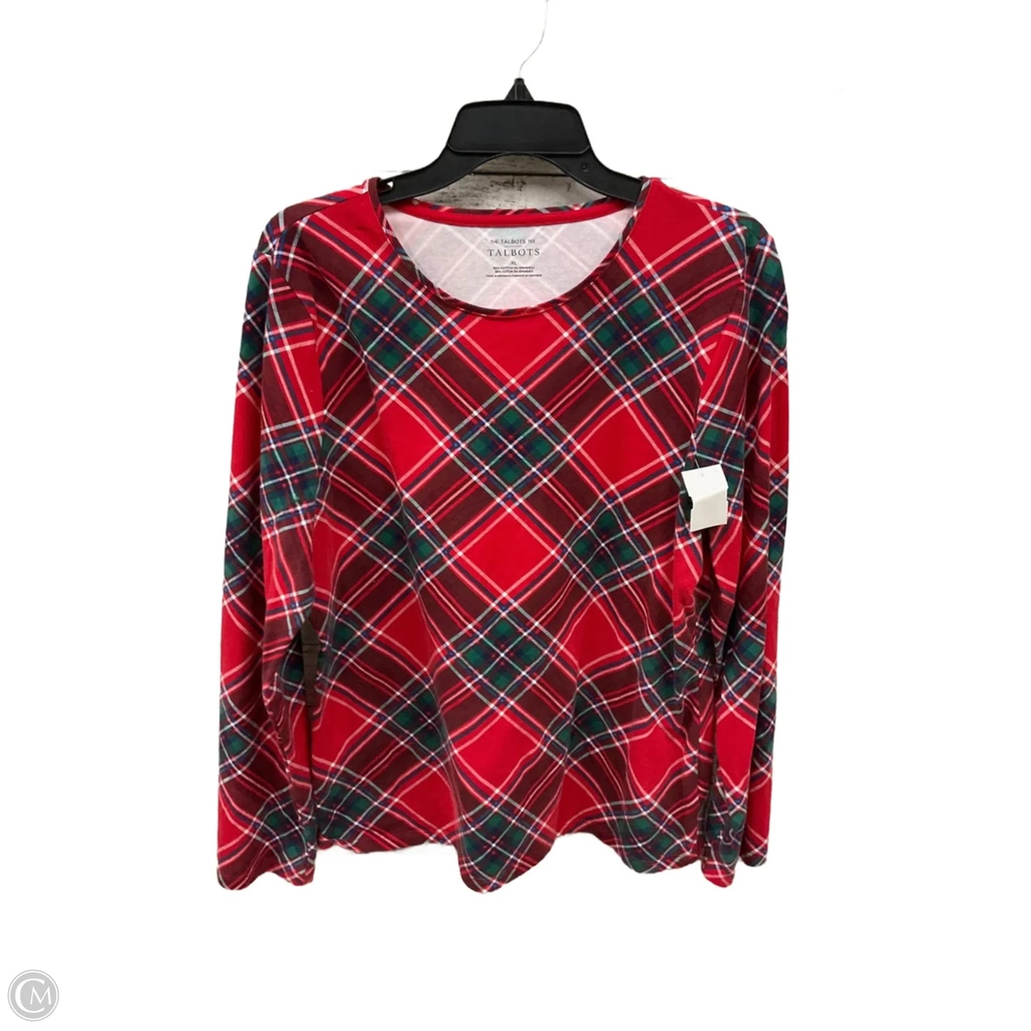 Top Long Sleeve Basic By Talbots In Plaid Pattern, Size: Xl