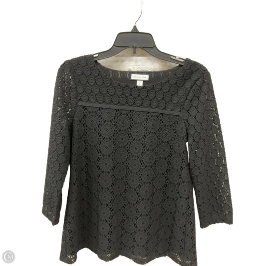 Top Long Sleeve By Charter Club In Black, Size: S