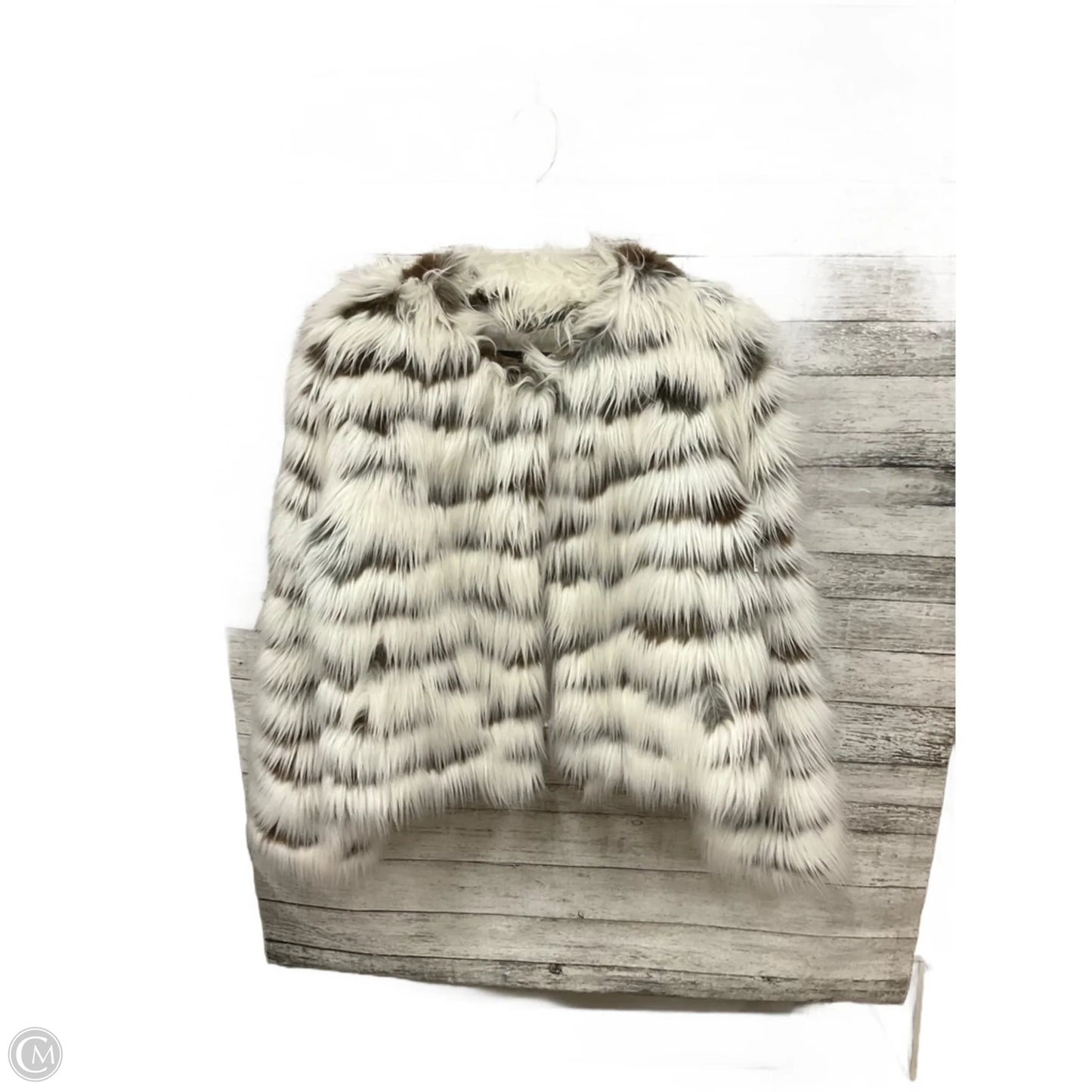 Jacket Faux Fur & Sherpa By Inc In Brown & Cream, Size: M