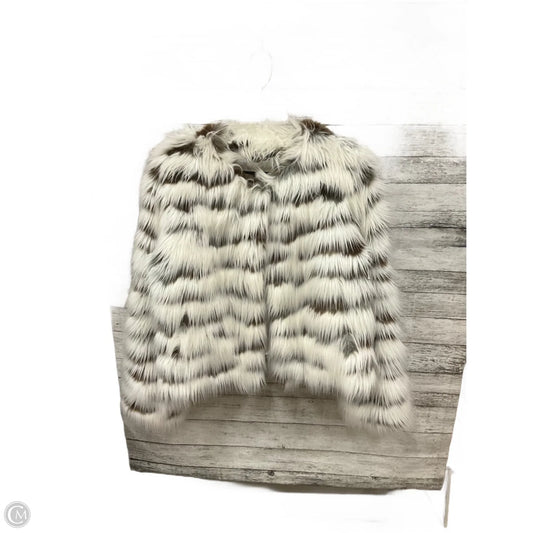 Jacket Faux Fur & Sherpa By Inc In Brown & Cream, Size: M