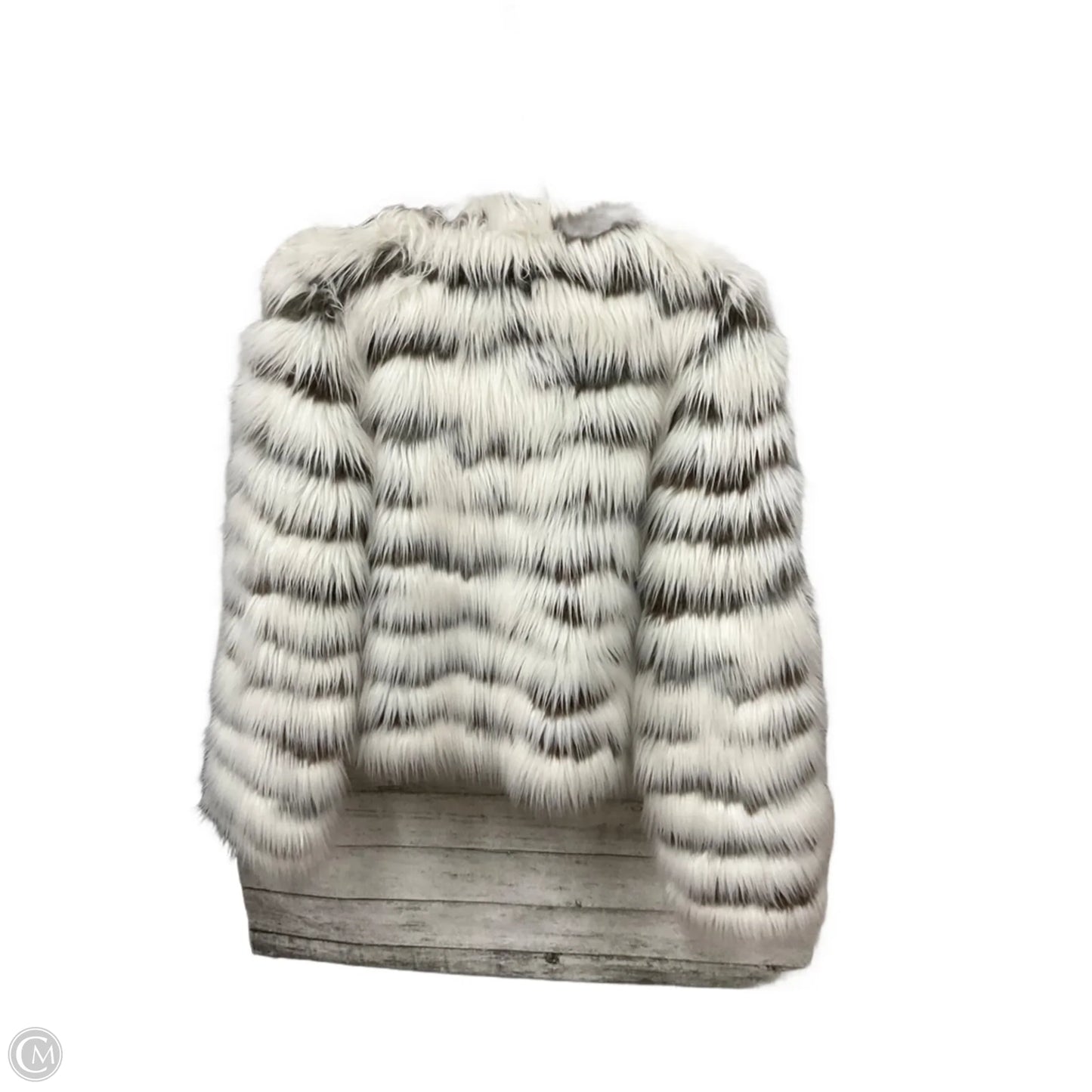 Jacket Faux Fur & Sherpa By Inc In Brown & Cream, Size: M