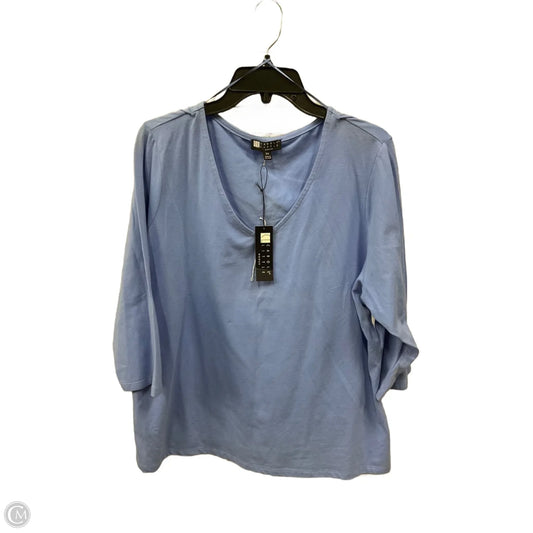 Top 3/4 Sleeve Basic By Carole Little In Blue, Size: 3x