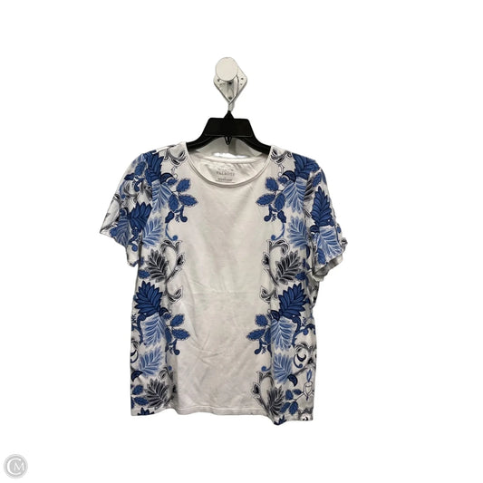 Top Short Sleeve By Talbots In Blue & White, Size: L