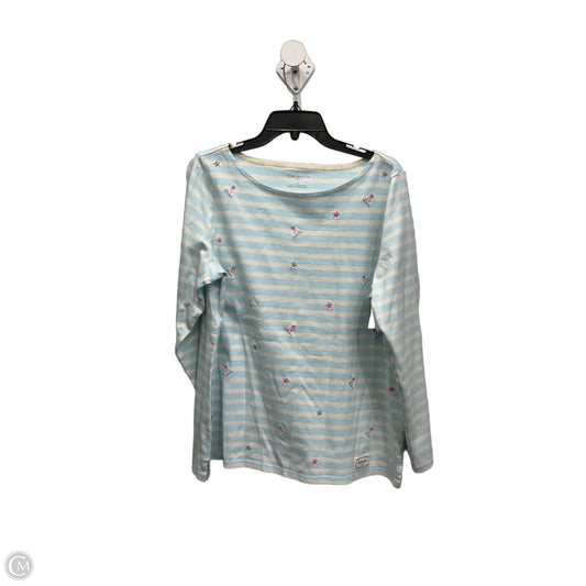 Top Long Sleeve By Talbots In Blue & White, Size: 1x