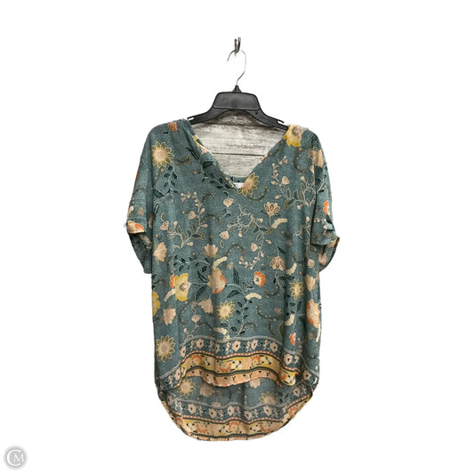 Top Short Sleeve By Dr2 In Floral Print, Size: Xxl