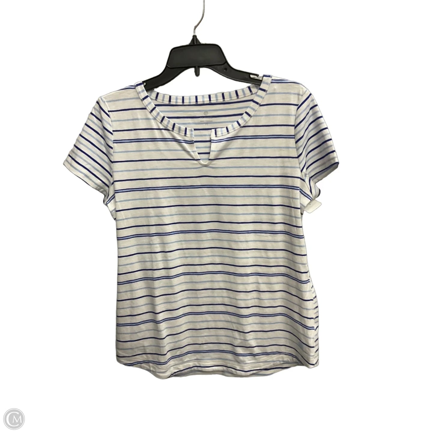 Top Short Sleeve By Talbots In Striped Pattern, Size: M