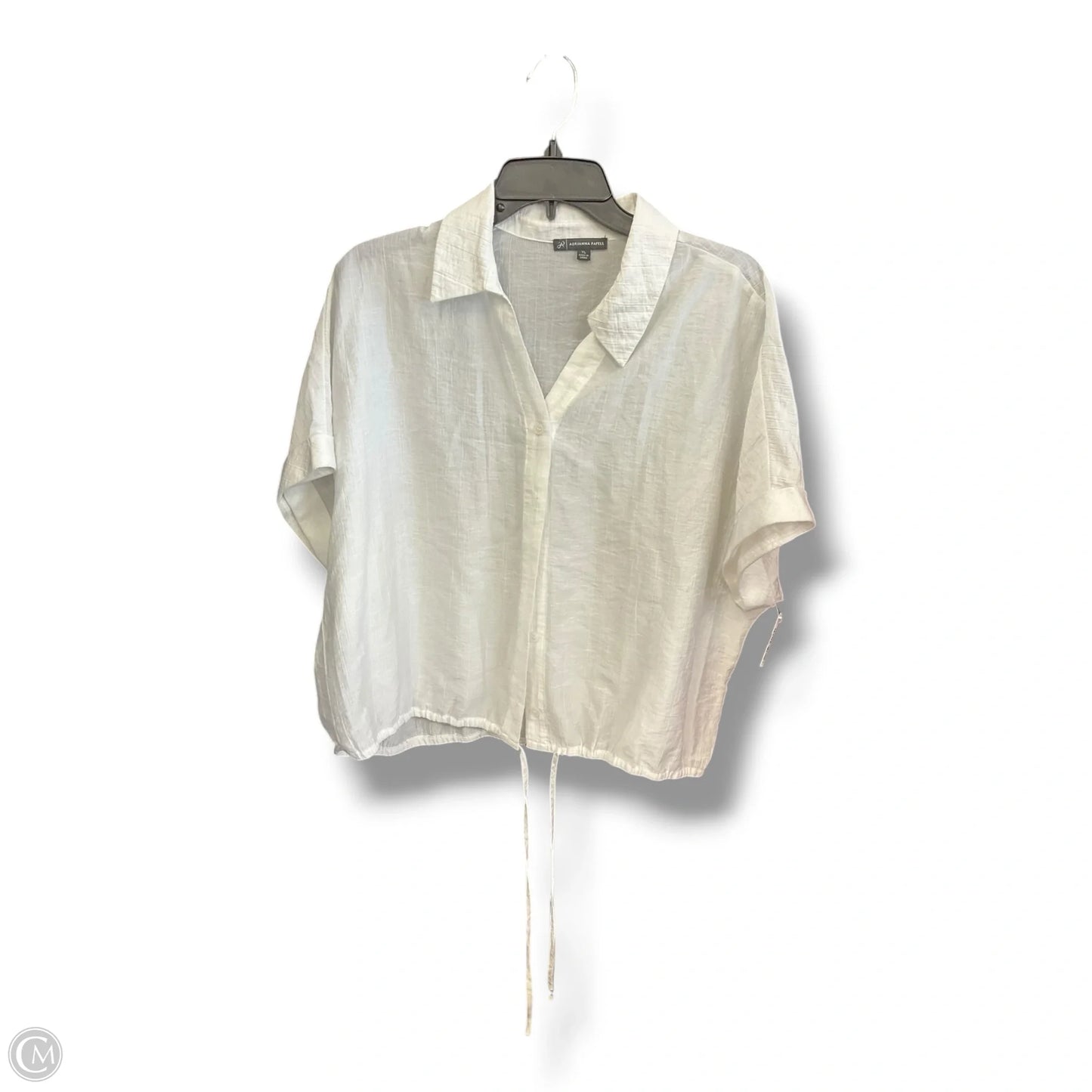 Blouse Short Sleeve By Adrianna Papell In White, Size: Xl