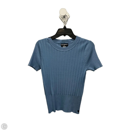 Top Short Sleeve Designer By Karl Lagerfeld In Blue, Size: M