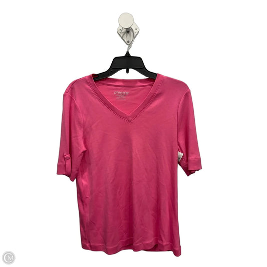 Top Short Sleeve By Chicos In Pink, Size: M