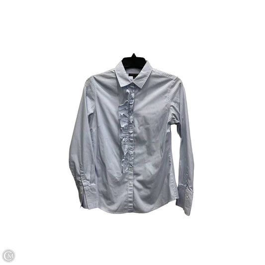 Blouse Long Sleeve By Banana Republic In Blue & White, Size: S