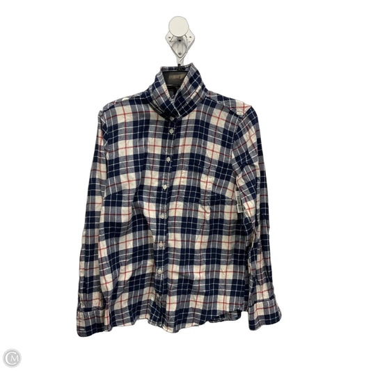 Blouse Long Sleeve By J. Crew In Blue Red & White, Size: M