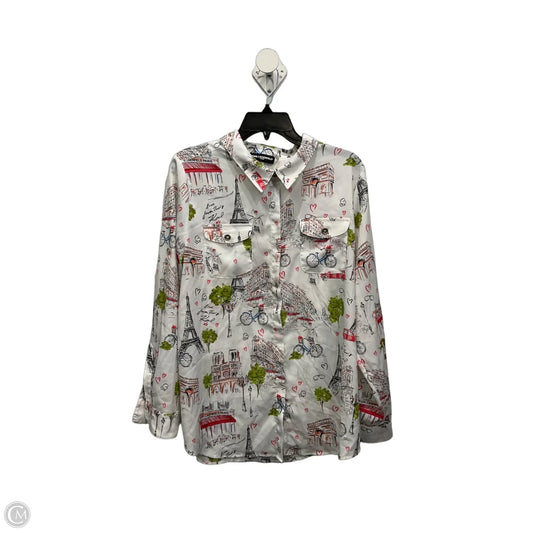 Blouse Designer By Karl Lagerfeld In White, Size: Xl