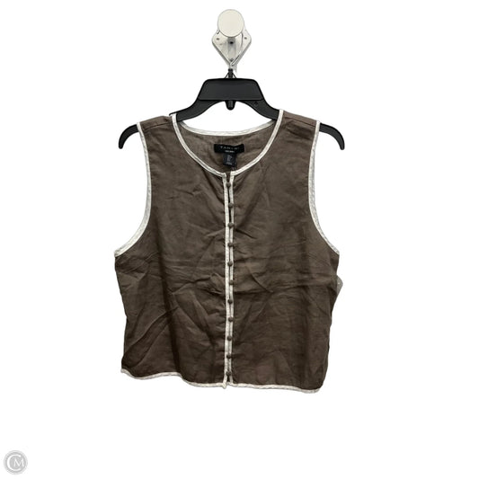 Top Sleeveless Basic By Tahari In Brown & White, Size: L