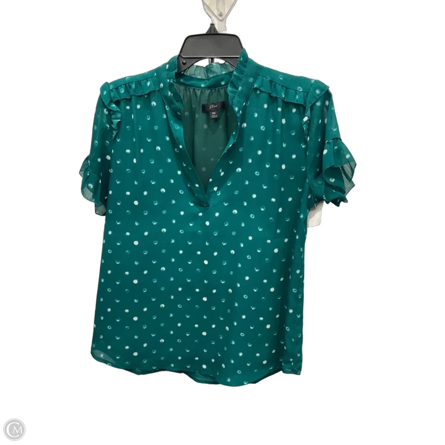 Top Short Sleeve By J. Crew In Green & White, Size: Xs