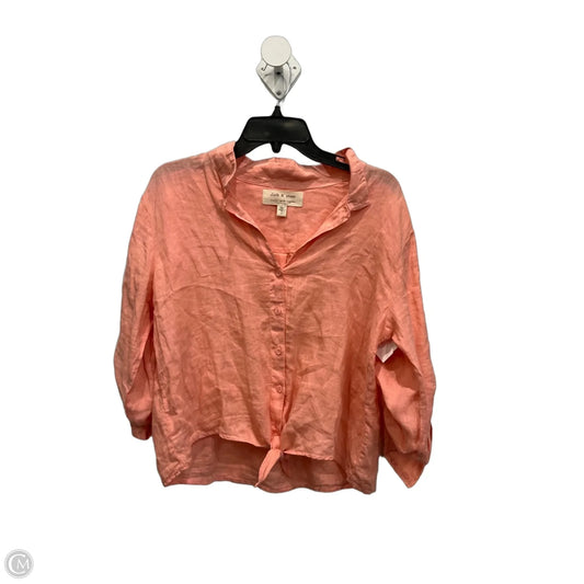 Blouse Long Sleeve By Cloth & Stone In Peach, Size: L