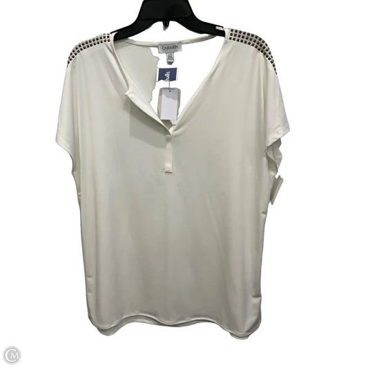 Top Sleeveless By Carmen By Carmen Marc Valvo In Gold & White, Size: L