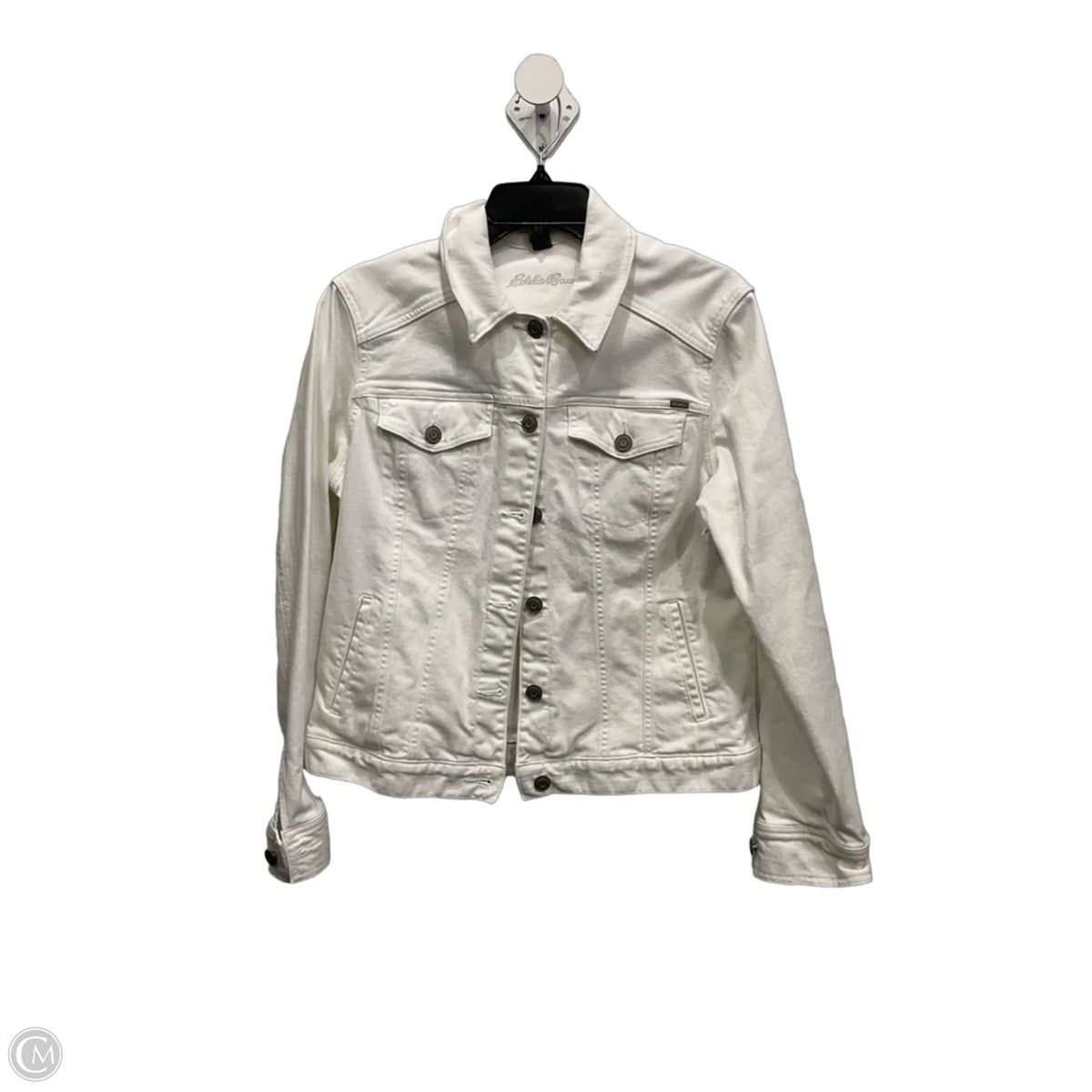 Jacket Denim By Eddie Bauer In White, Size: L