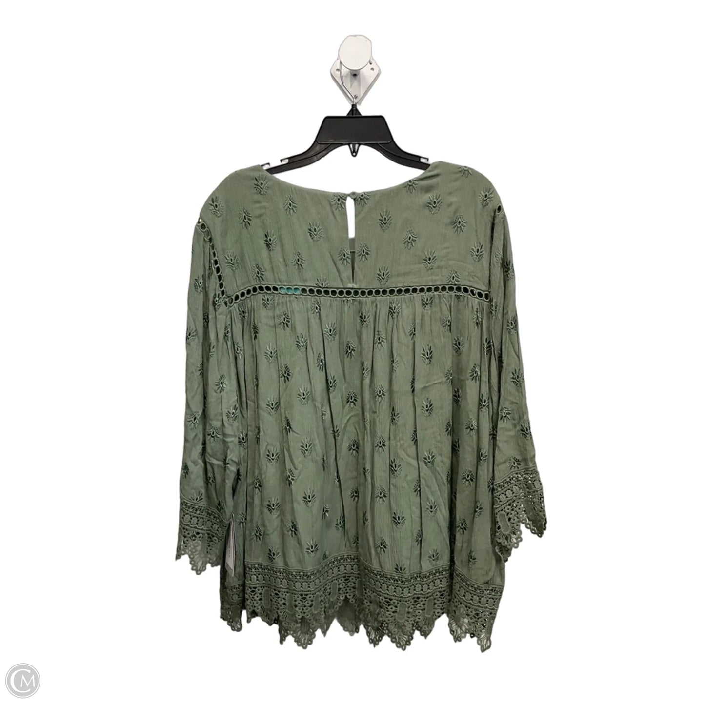 Top 3/4 Sleeve By Daniel Rainn In Green, Size: 3x
