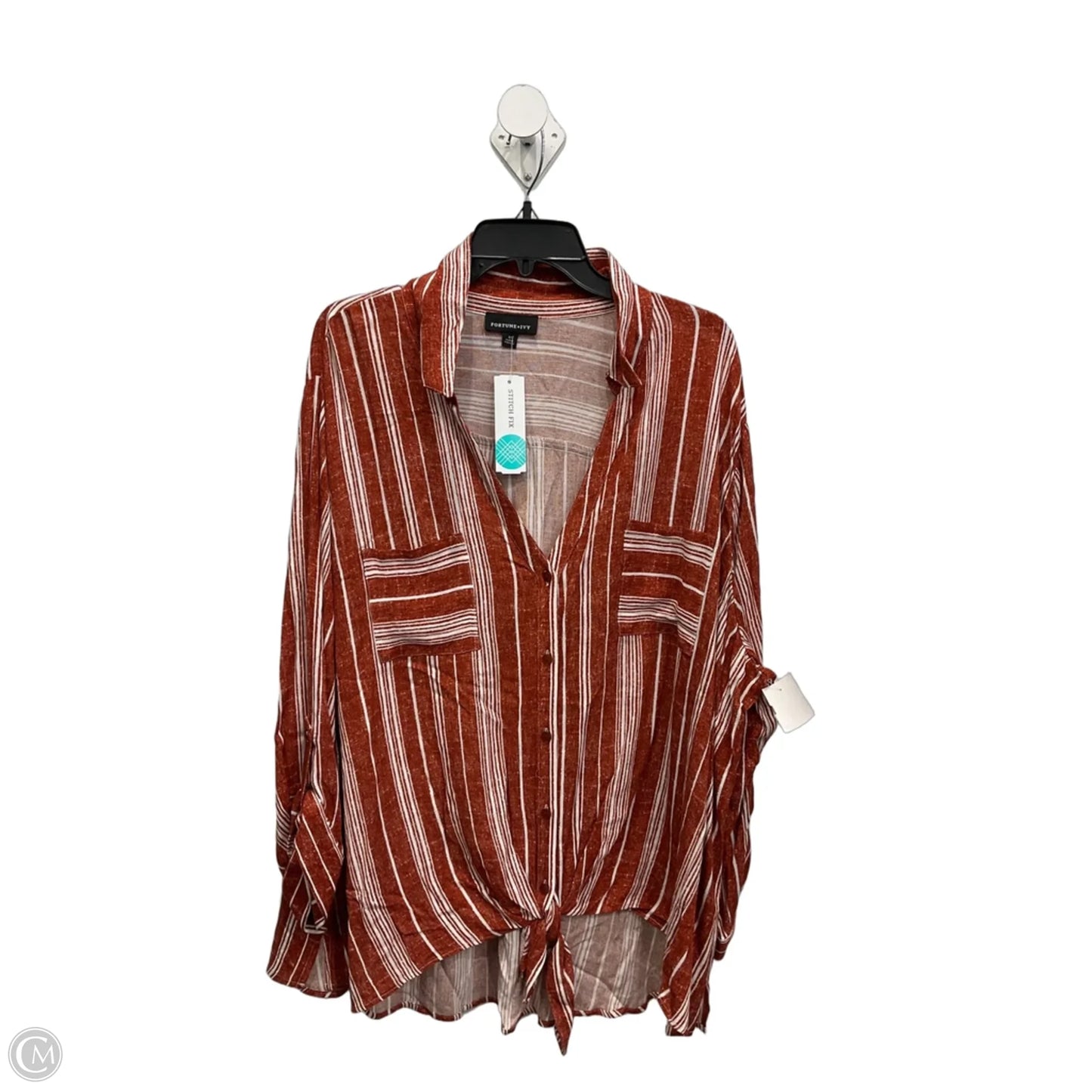 Top 3/4 Sleeve By Fortune & Ivy In Orange, Size: 3x