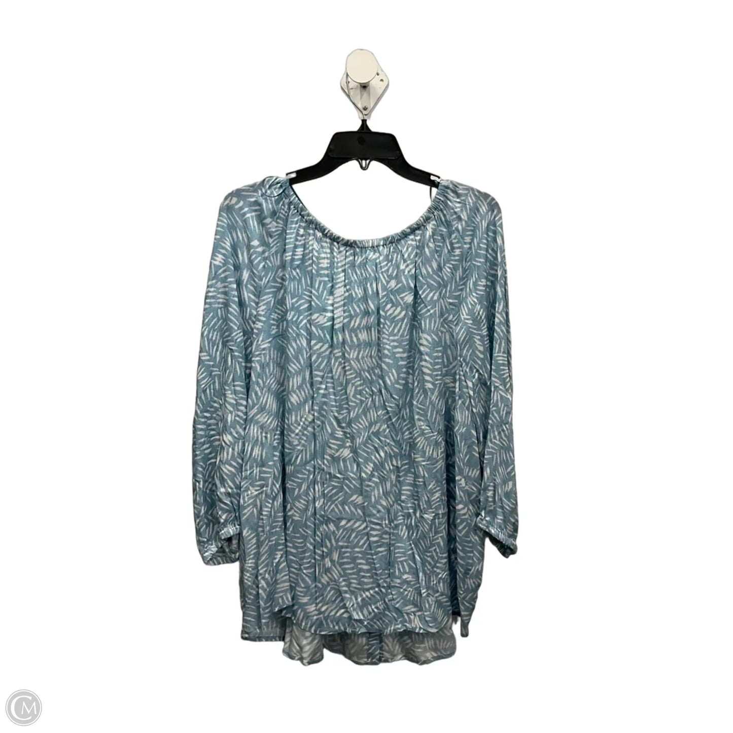 Top 3/4 Sleeve By Nic + Zoe In Blue & White, Size: 3x