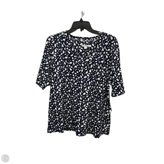 Top Short Sleeve By Chicos In Blue & White, Size: L