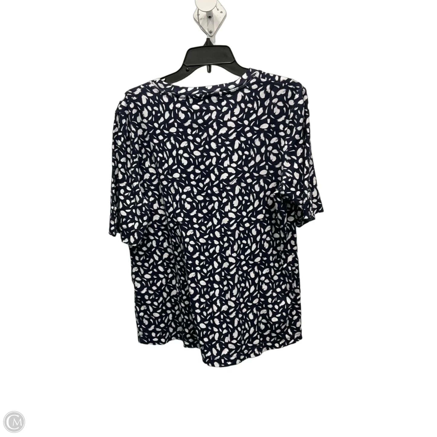 Top Short Sleeve By Chicos In Blue & White, Size: L