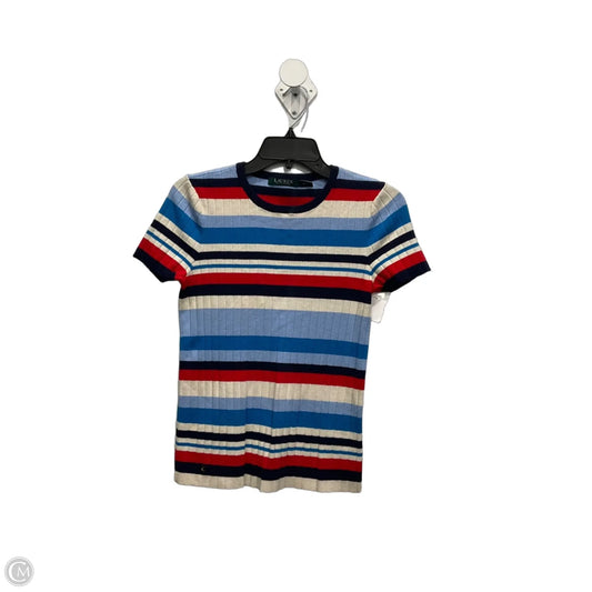 Top Short Sleeve By Lauren By Ralph Lauren In Blue & Red & White, Size: M
