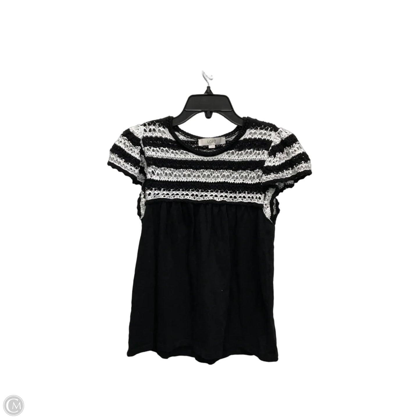 Top Short Sleeve By Loft In Black & White, Size: S