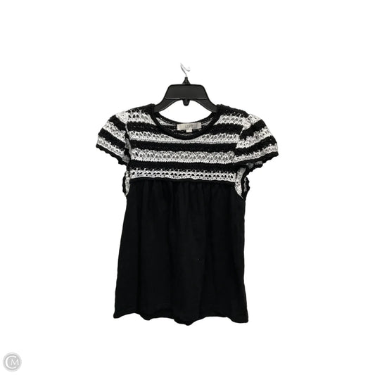 Top Short Sleeve By Loft In Black & White, Size: S
