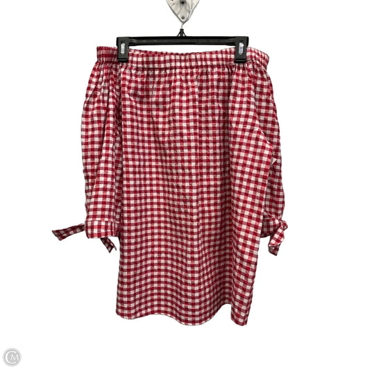 Top 3/4 Sleeve By Per Se In Red & White, Size: Xl