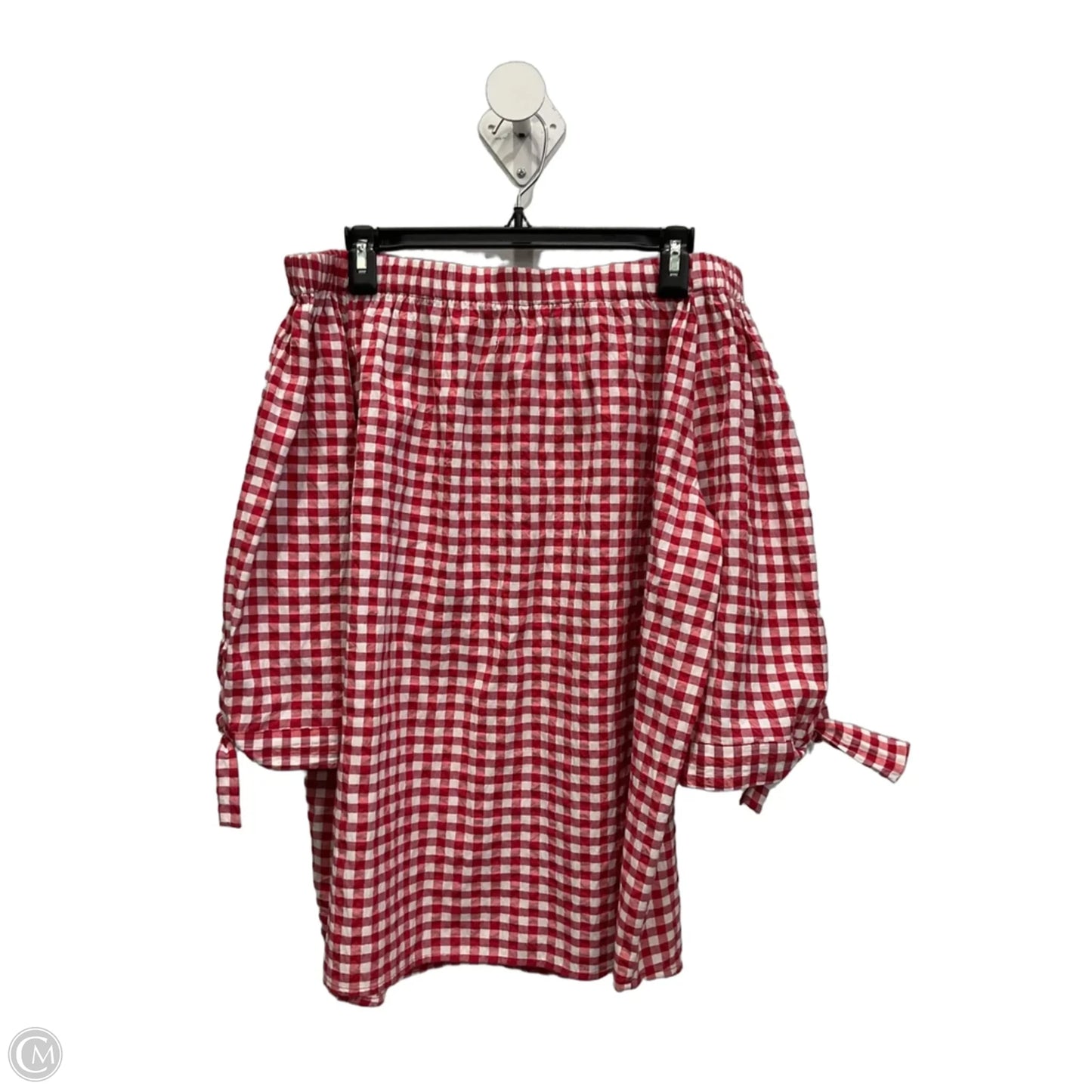 Top 3/4 Sleeve By Per Se In Red & White, Size: Xl