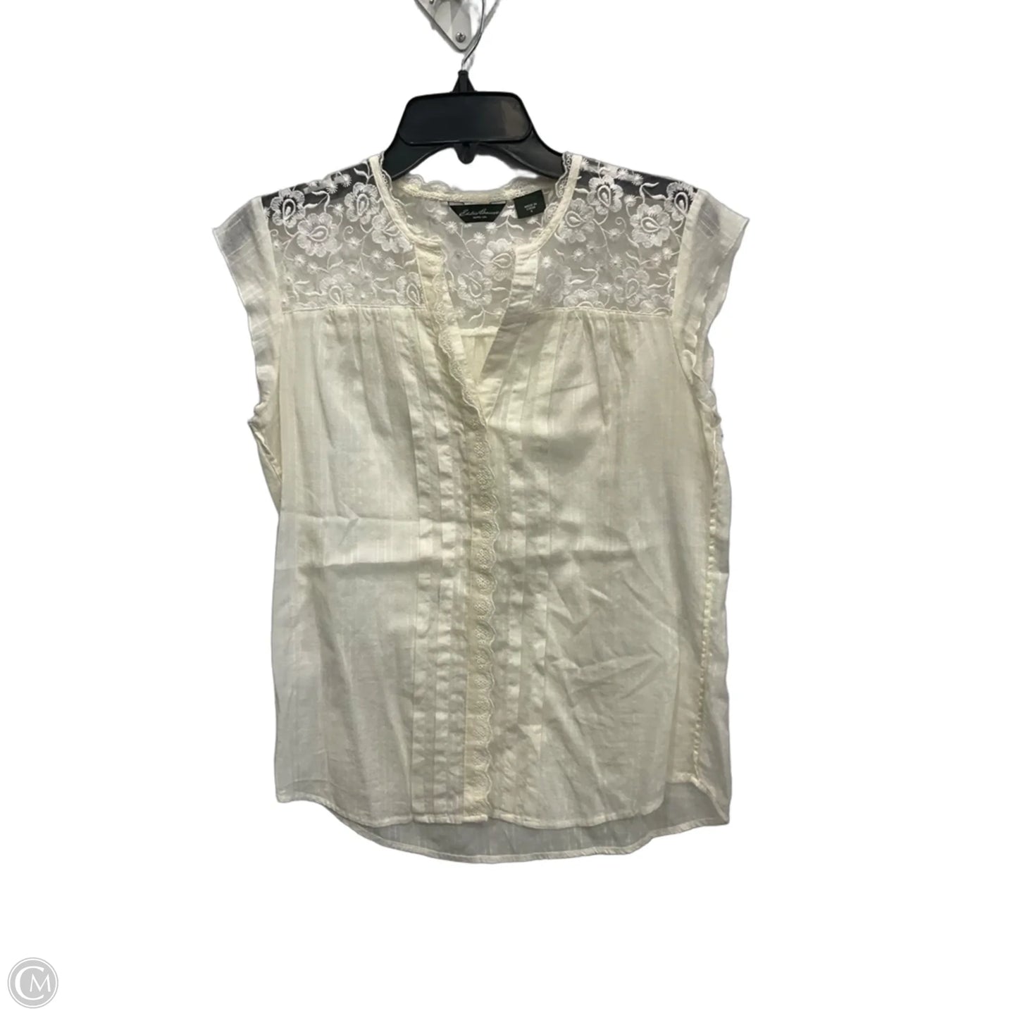 Blouse Sleeveless By Eddie Bauer In Cream, Size: S