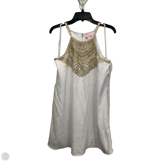 Dress Designer By Lilly Pulitzer In Gold & White, Size: S