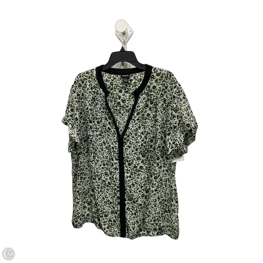 Blouse Short Sleeve By Torrid In Black & Green, Size: 3x