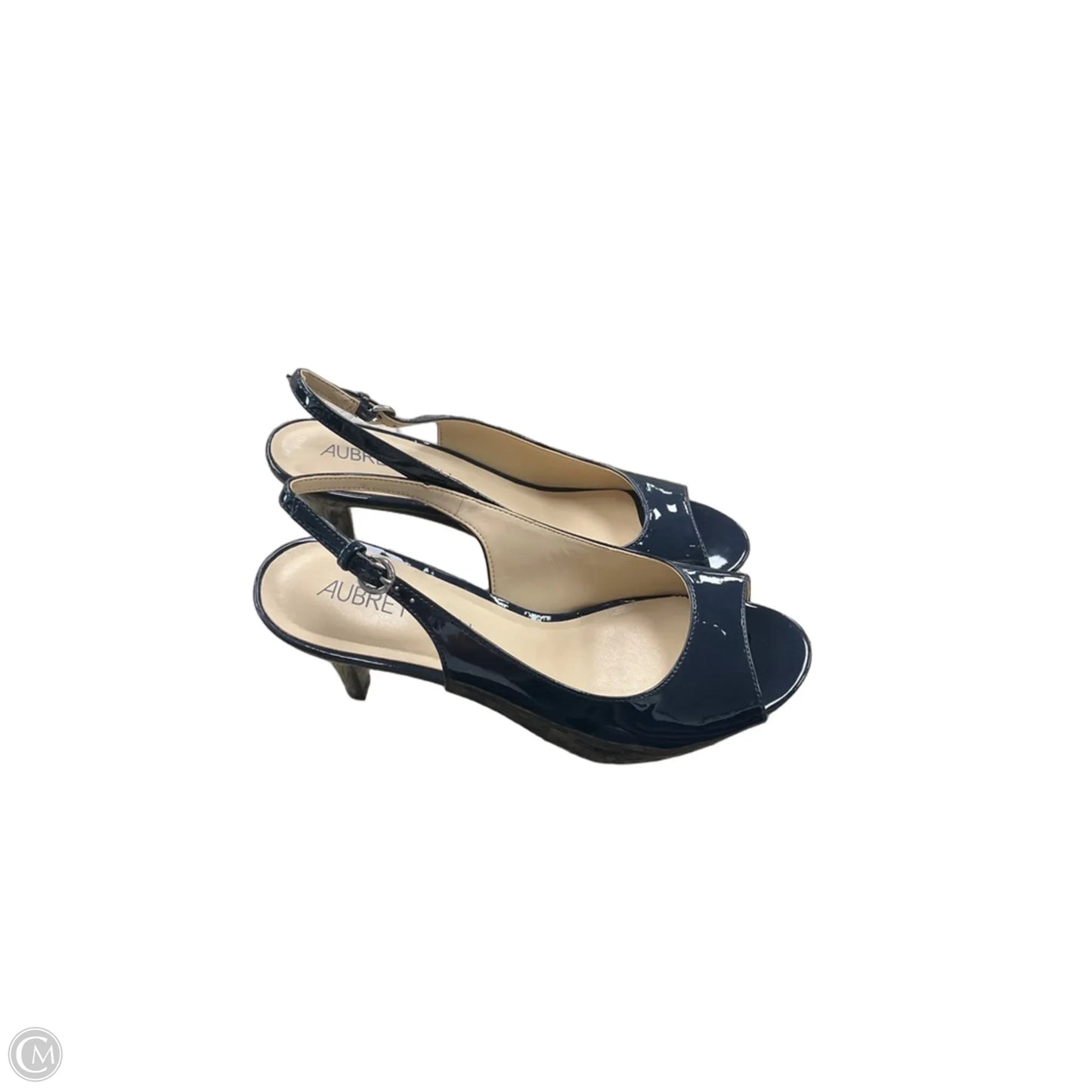Sandals Heels Kitten By Clothes Mentor In Navy, Size: 7.5