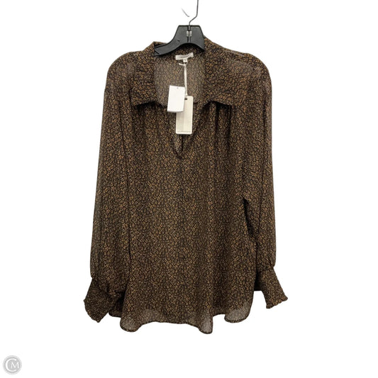 Top Long Sleeve By Pleione In Black & Brown, Size: 3x