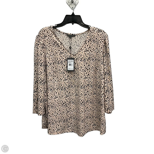 Top 3/4 Sleeve By Adrianna Papell In Black & Pink, Size: 1x